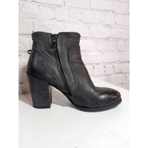 KBR Brown Gray Zip Detail Leather Booties Italy, Women Size 38.5 (8-8.5) Moto - Picture 9 of 12